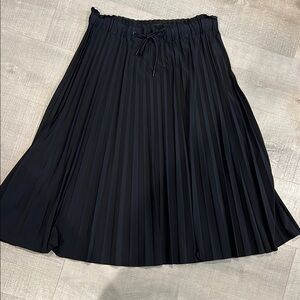 Athleta Black Midi A-Line Skirt with Tie Front
